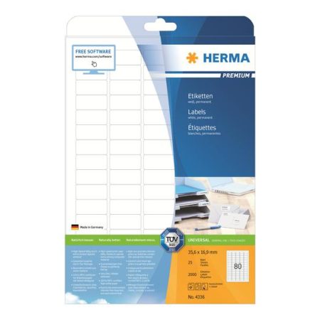HERMA Premium - laminerede etiketter - mat - 2000 etikette(r) - 35.6 x 16.9 mm